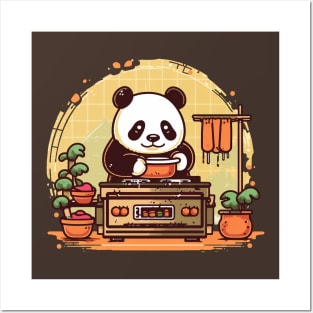 Cute chef panda bear Posters and Art